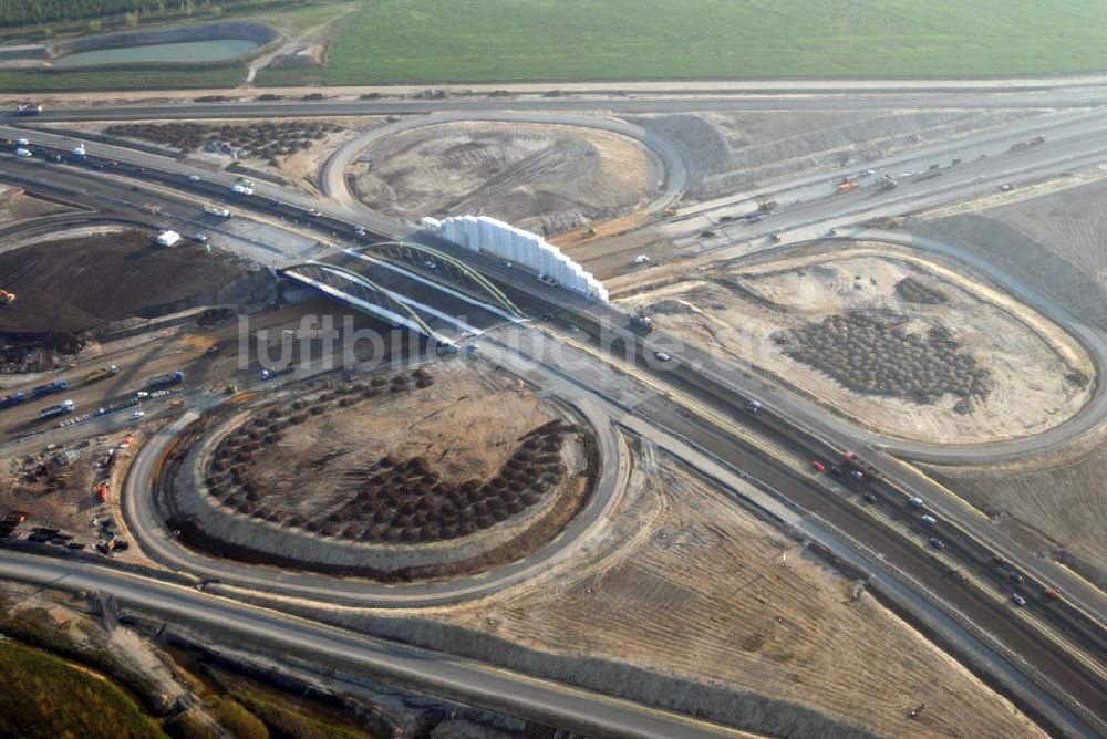 Markkleeberg aus der Vogelperspektive: Blick auf die Kleeblatt-Baustelle der A 38 bei Markkleeberg