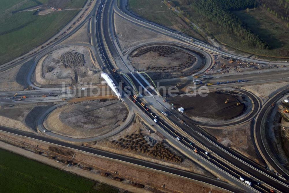 Markkleeberg von oben - Blick auf die Kleeblatt-Baustelle der A 38 bei Markkleeberg