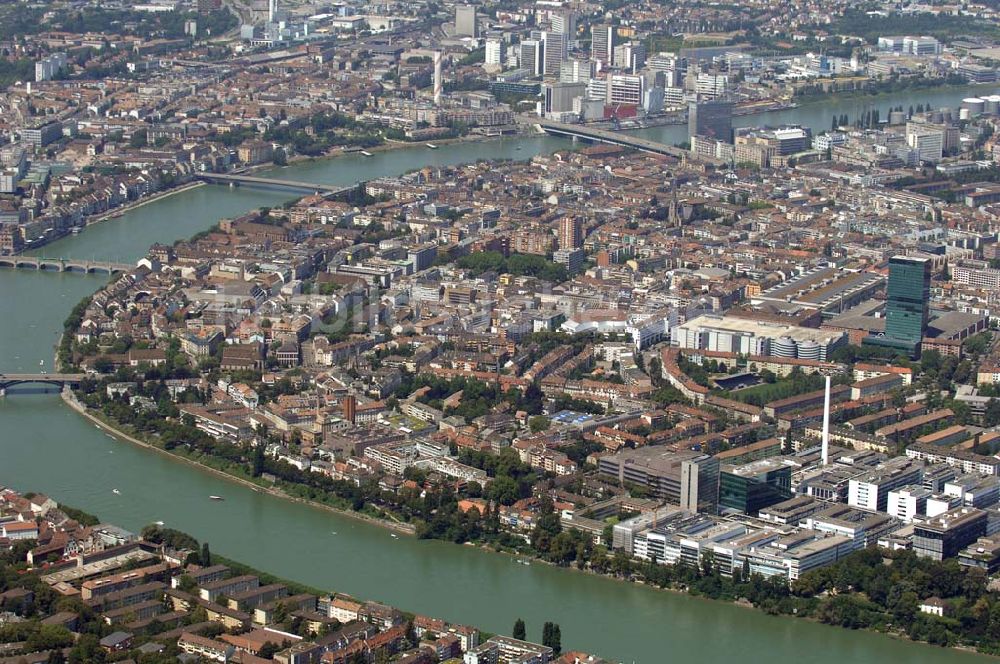 Basel aus der Vogelperspektive: Blick auf Kleinbasel und Rhein