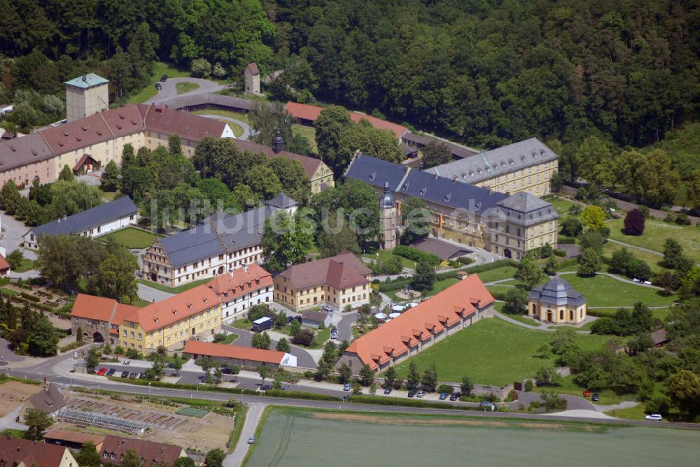 Luftbild Münnerstadt - Blick auf das Kloster Maria Bildhausen in Münnerstadt