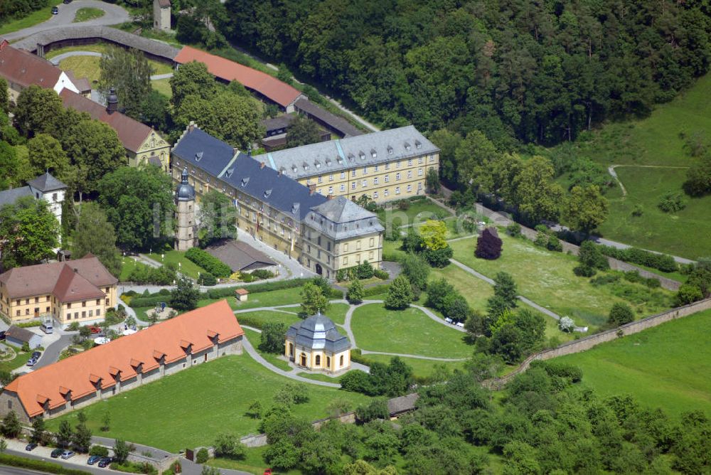 Münnerstadt von oben - Blick auf das Kloster Maria Bildhausen in Münnerstadt