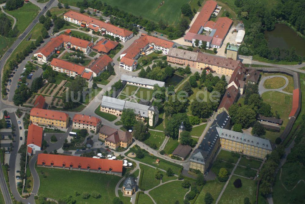 Münnerstadt von oben - Blick auf das Kloster Maria Bildhausen in Münnerstadt