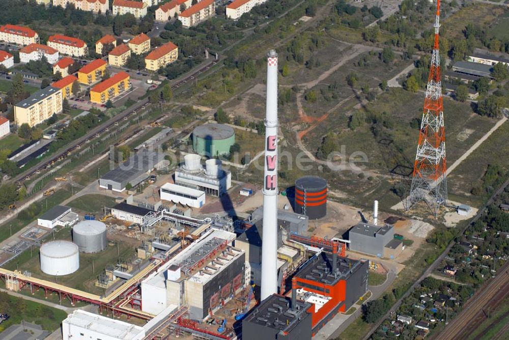 Halle von oben - Blick auf das Kraftwerk in der Dieselstraße in Halle