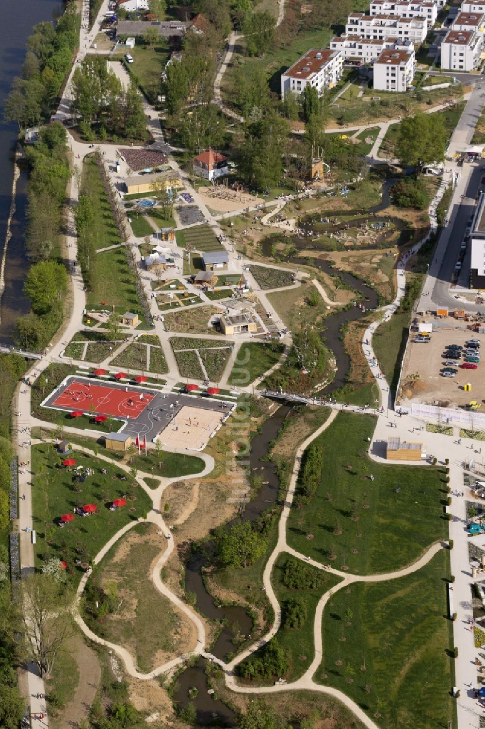 Luftaufnahme Bamberg - Blick auf die Landesgartenschau auf dem ERBA-Gelände in Bamberg im Bundesland Bayern.