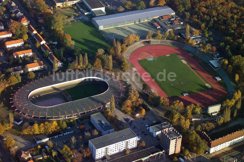 Cottbus / Brandenburg von oben - Blick auf die Lausitz-Arena in Cottbus