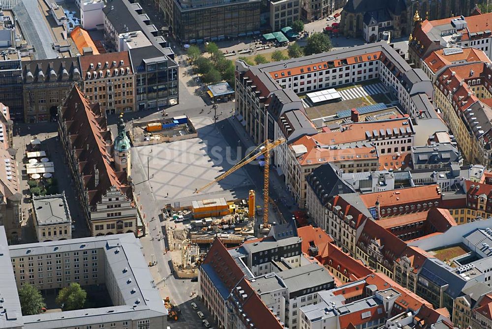 Luftbild Leipzig - Blick auf den Leipziger Altmarkt mit City-Tunnel-Baustelle