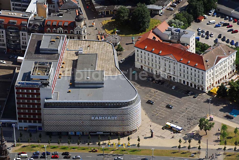 Leipzig aus der Vogelperspektive: Blick auf die Leipziger Blechbüchse am Brühl/Goerdelerring