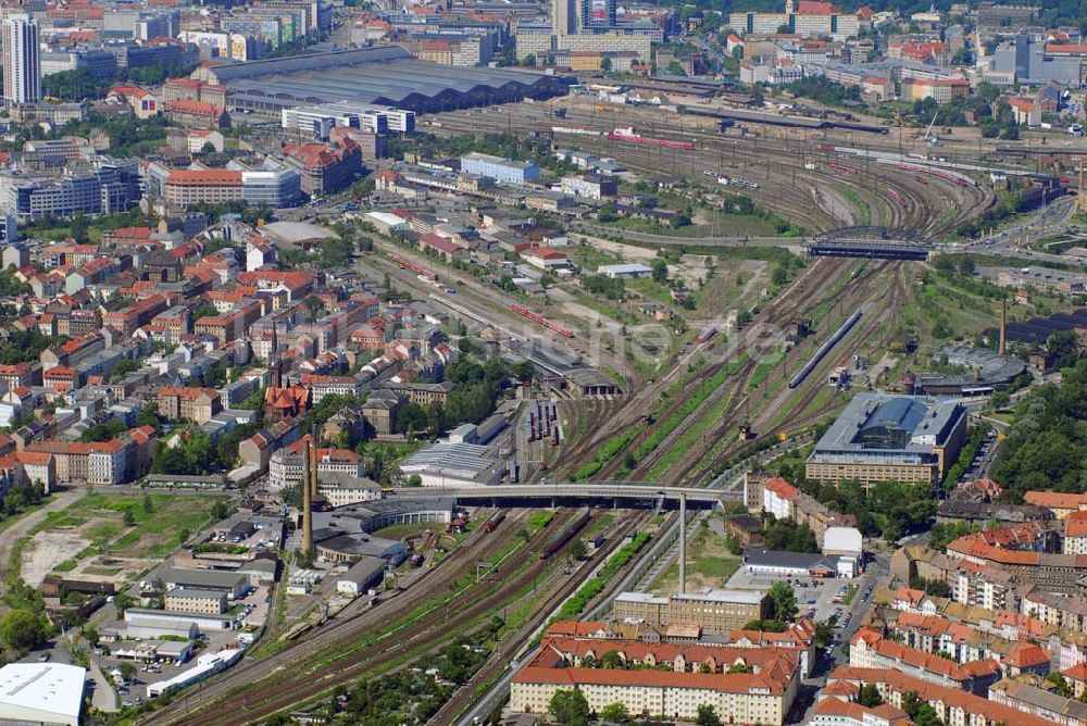 Luftaufnahme Leipzig - Blick auf den Leipziger Hauptbahnhof