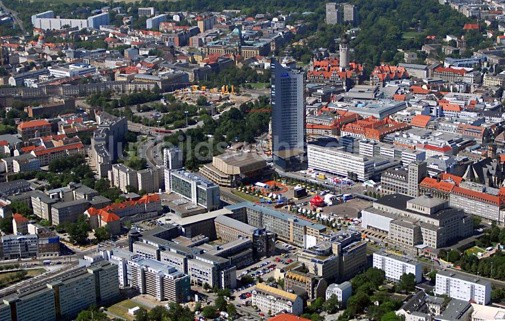 Luftbild Leipzig - Blick auf die Leipziger Innenstadt und den Augustusplatz