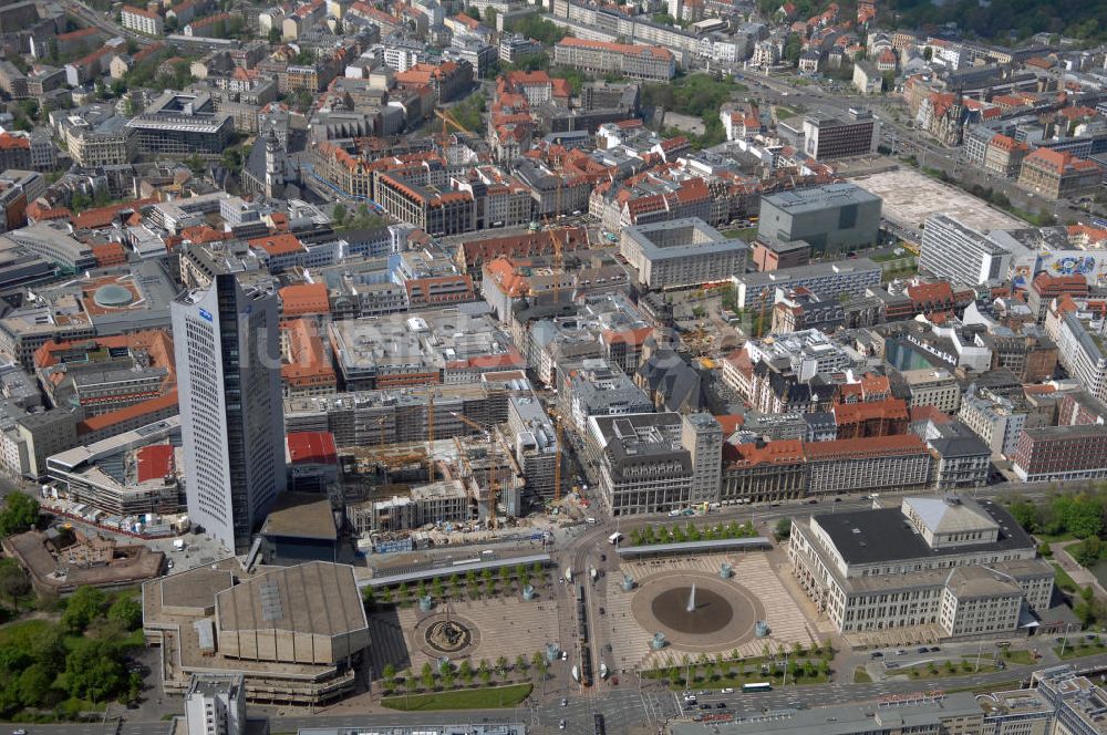 Leipzig aus der Vogelperspektive: Blick auf die Leipziger Innenstadt mit dem MDR - Hochhaus