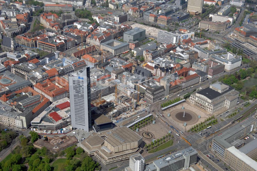 Luftaufnahme Leipzig - Blick auf die Leipziger Innenstadt mit dem MDR - Hochhaus