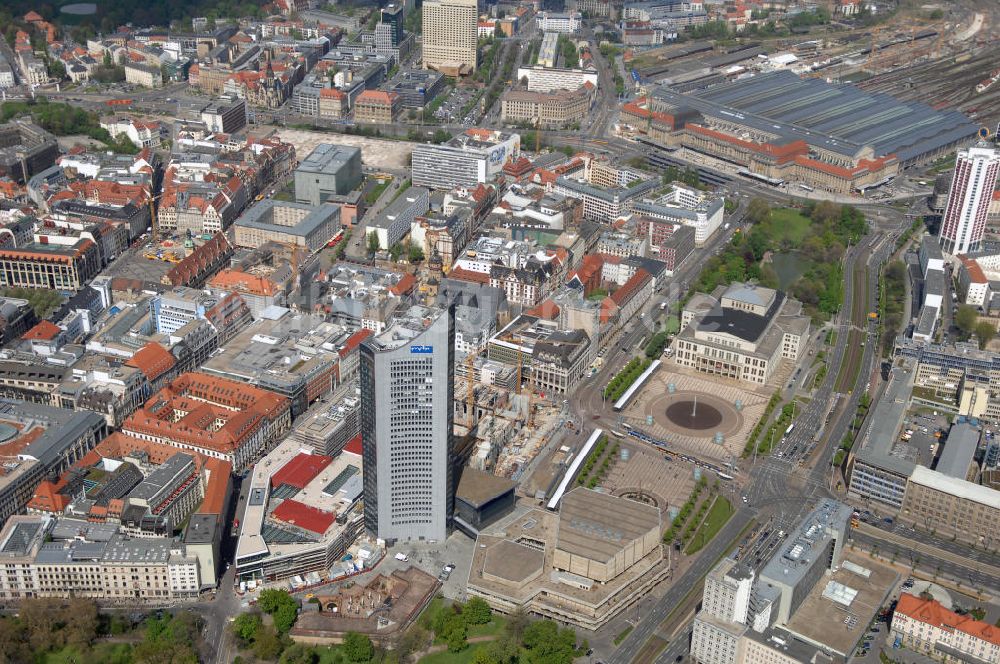 Leipzig von oben - Blick auf die Leipziger Innenstadt mit dem MDR - Hochhaus