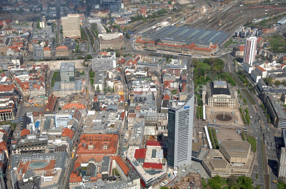 Leipzig aus der Vogelperspektive: Blick auf die Leipziger Innenstadt mit dem MDR - Hochhaus