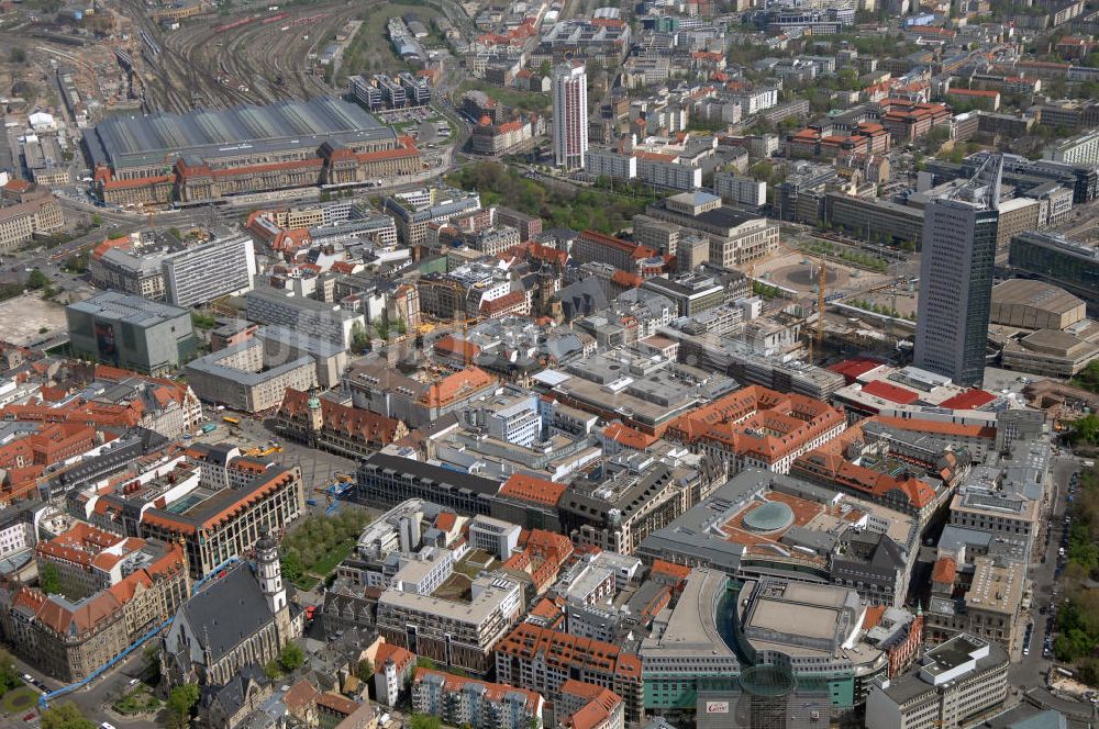 Luftaufnahme Leipzig - Blick auf die Leipziger Innenstadt mit dem MDR - Hochhaus