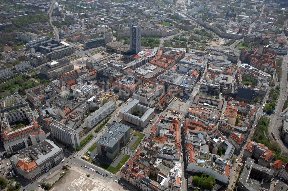 Leipzig aus der Vogelperspektive: Blick auf die Leipziger Innenstadt mit dem MDR - Hochhaus