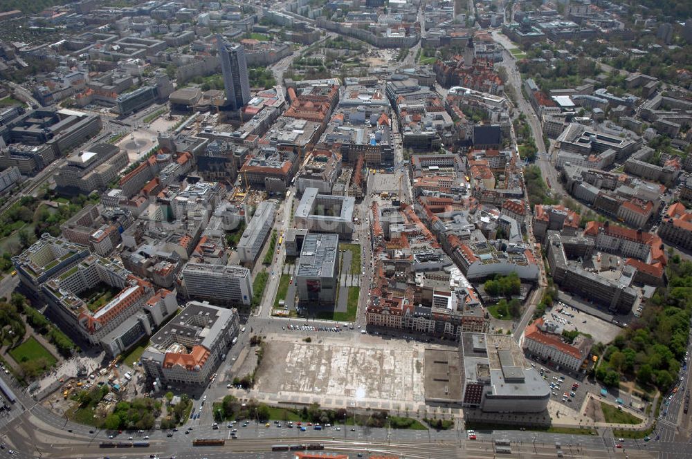 Luftaufnahme Leipzig - Blick auf die Leipziger Innenstadt mit dem MDR - Hochhaus