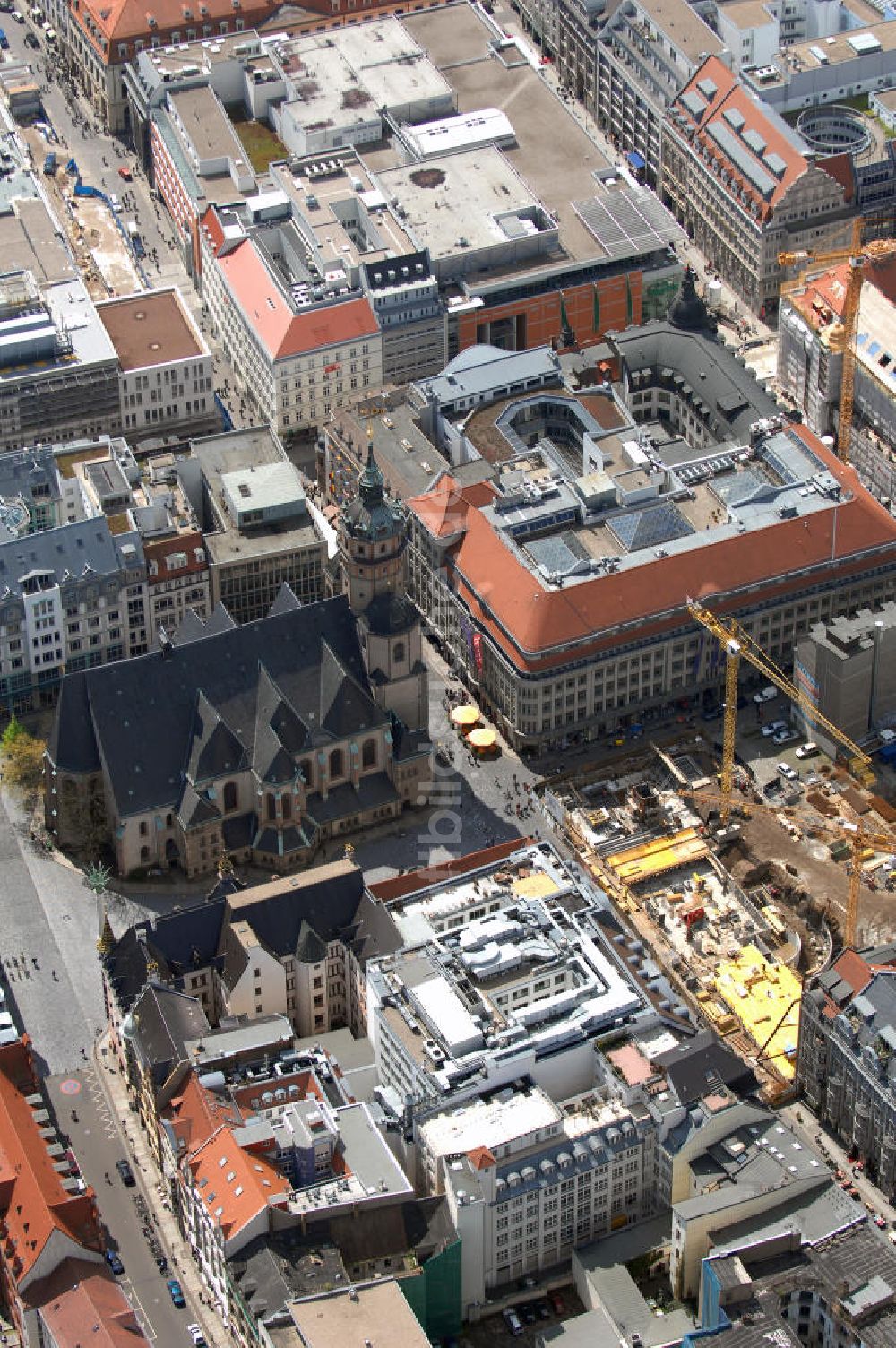 Luftbild Leipzig - Blick auf die Leipziger Innenstadt mit Nikolai - Kirche