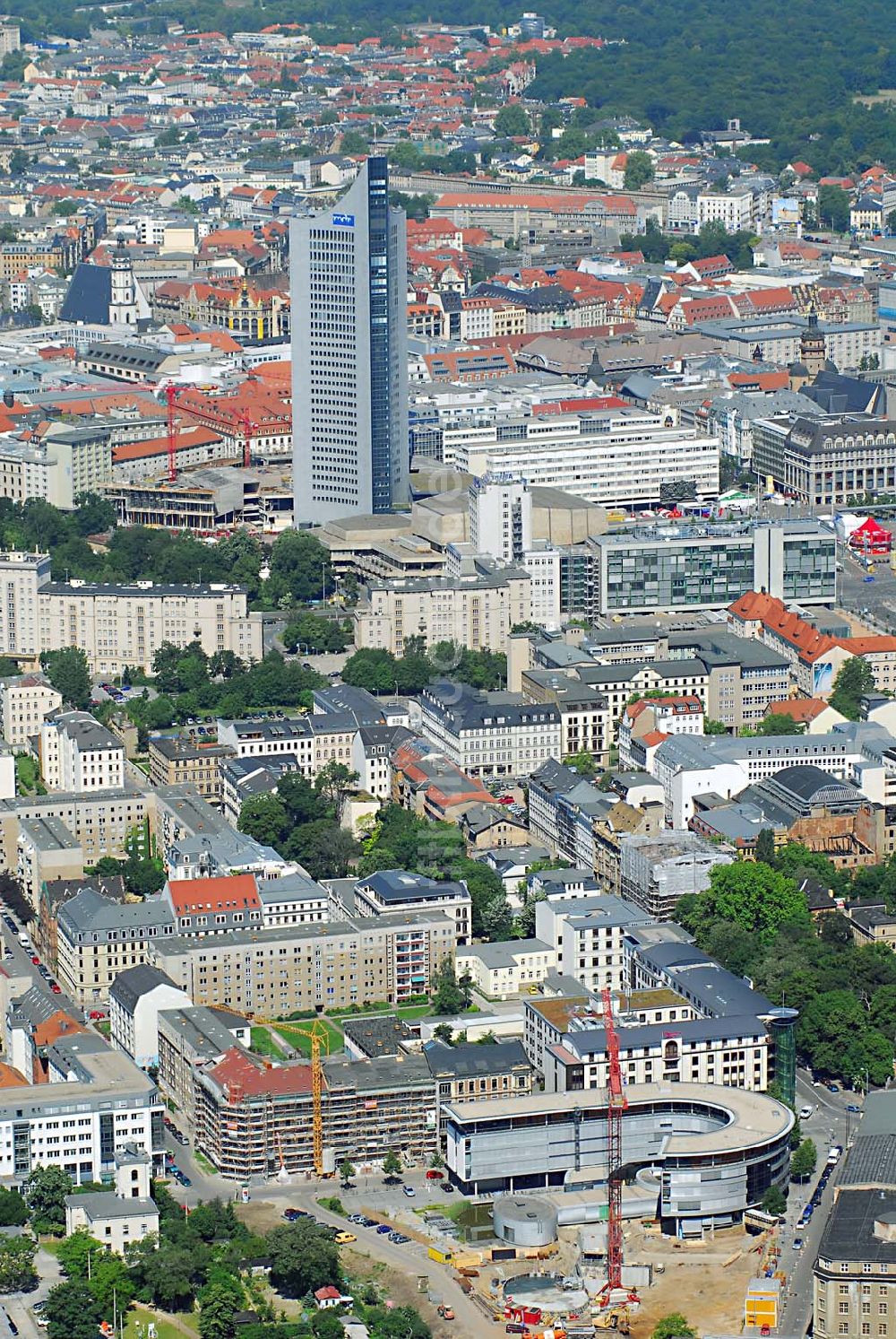 Leipzig von oben - Blick auf die Leipziger Innenstadt von Osten aus