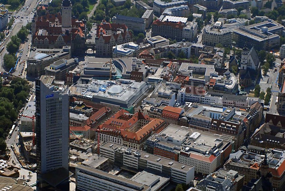 Leipzig von oben - Blick auf die Leipziger Innenstadt mit dem Uni-Riesen