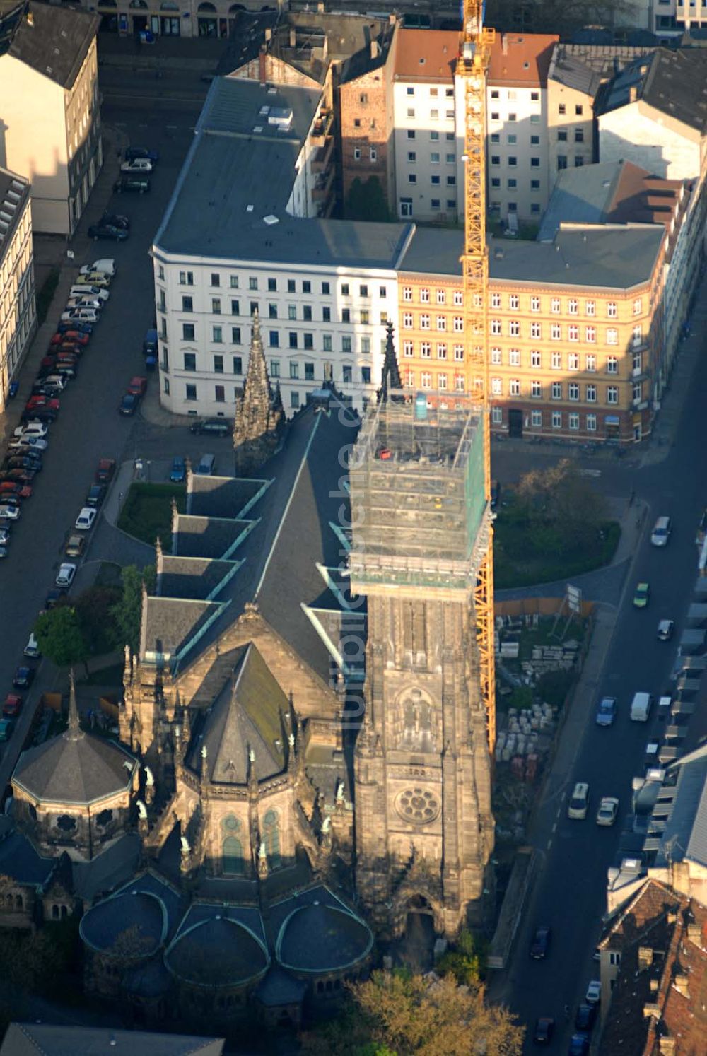 Leipzig von oben - Blick auf die Leipziger Peterskirche