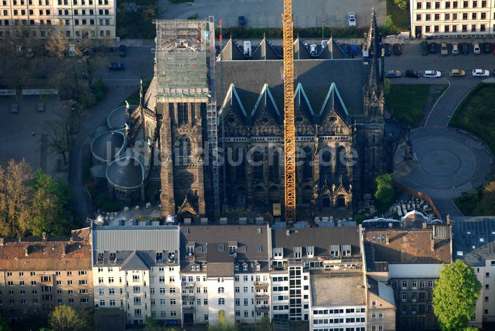 Leipzig aus der Vogelperspektive: Blick auf die Leipziger Peterskirche