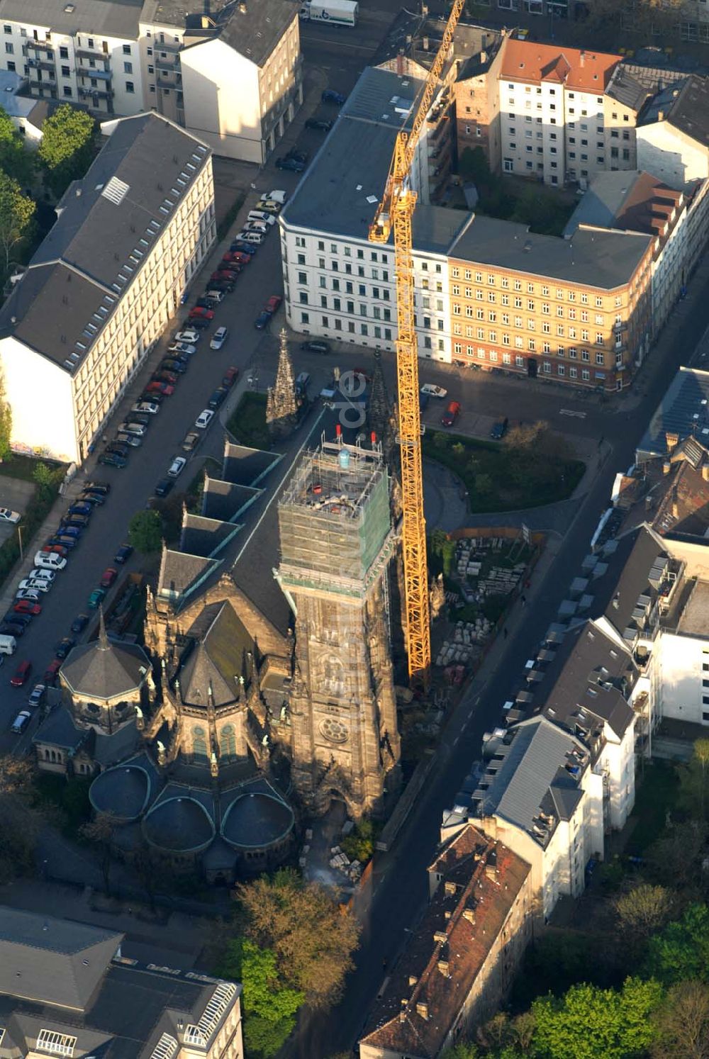 Luftaufnahme Leipzig - Blick auf die Leipziger Peterskirche