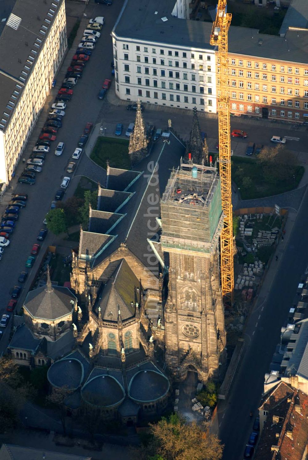 Leipzig von oben - Blick auf die Leipziger Peterskirche