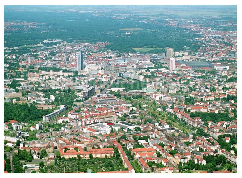 Luftaufnahme Leipzig - Blick auf das Leipziger Stadtzentrum