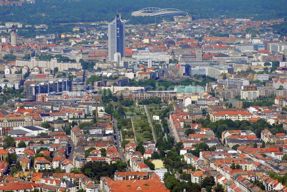 Luftaufnahme Leipzig - Blick auf das Leipziger Stadtzentrum