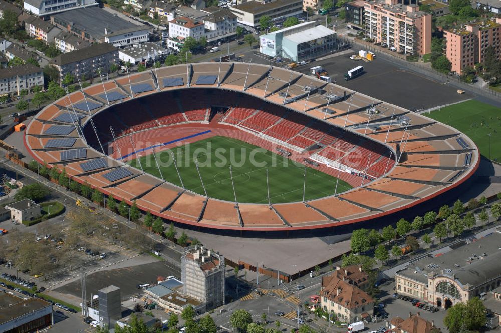 Luftaufnahme Zürich - Blick auf das Letzigrund Stadion in Zürich