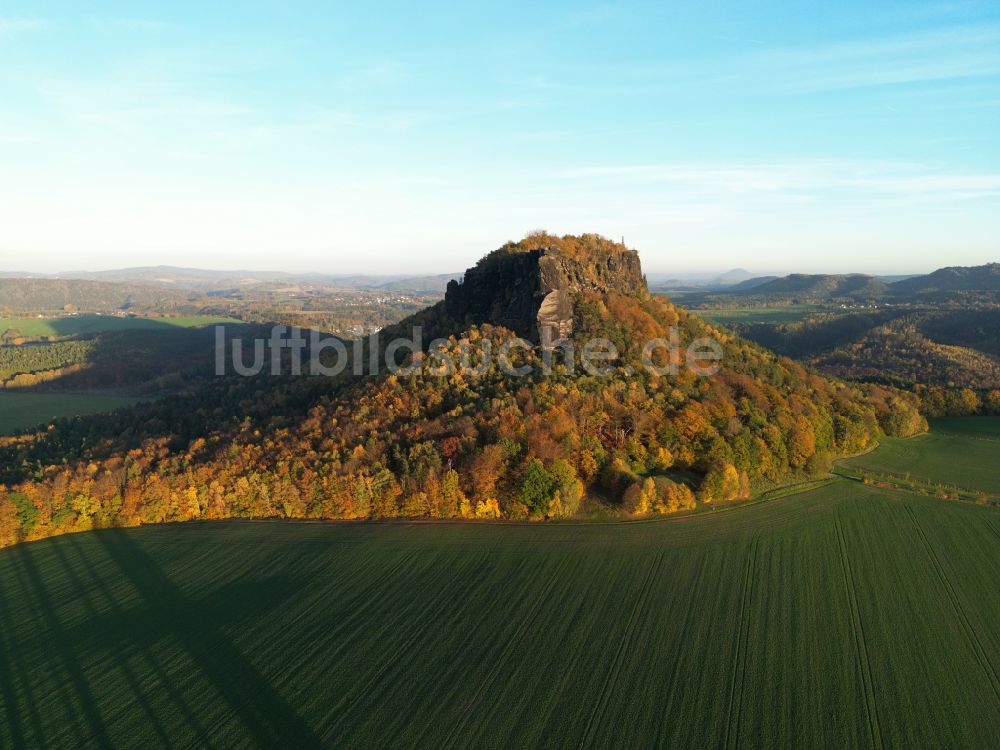 Luftbild Porschdorf - Blick auf den Lilienstein und das Elbtal der Sächsischen Schweiz bei Prossen im Bundesland Sachsen