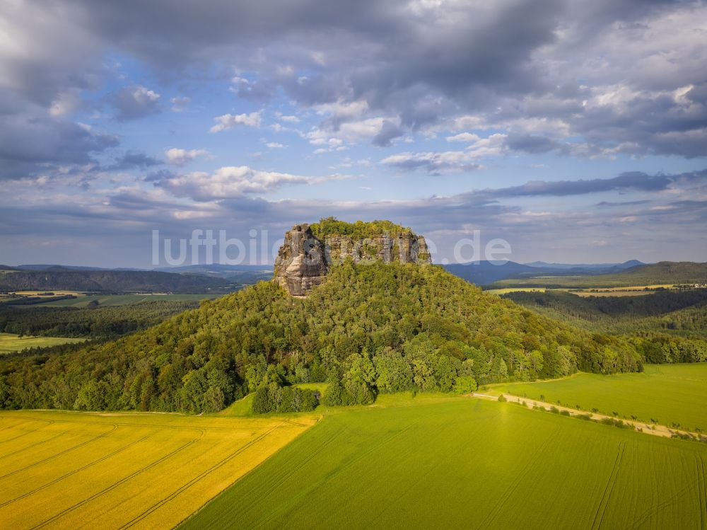 Luftbild Porschdorf - Blick auf den Lilienstein und das Elbtal der Sächsischen Schweiz bei Prossen im Bundesland Sachsen