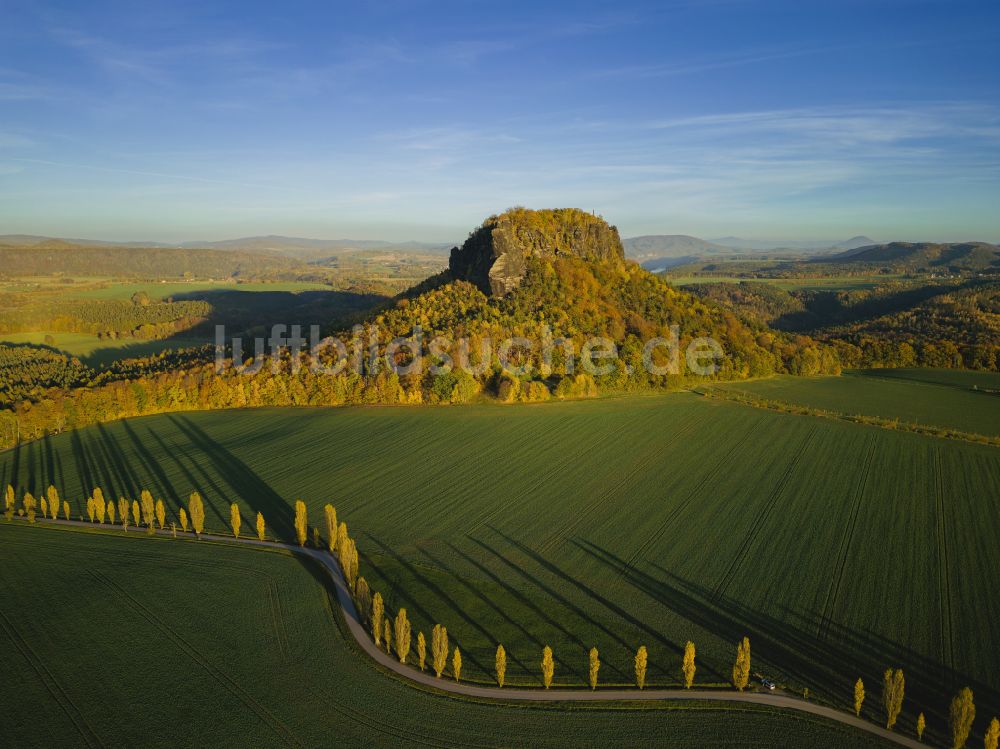 Luftbild Porschdorf - Blick auf den Lilienstein und das Elbtal der Sächsischen Schweiz bei Prossen im Bundesland Sachsen