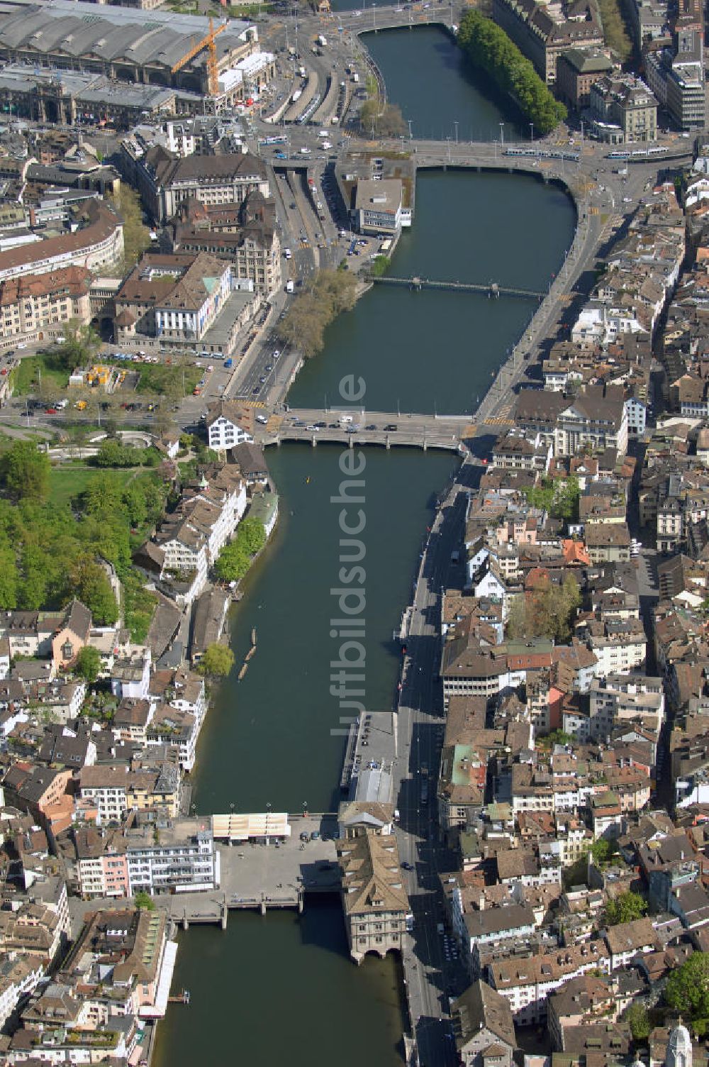 Zürich von oben - Blick auf die Limmat in Zürich