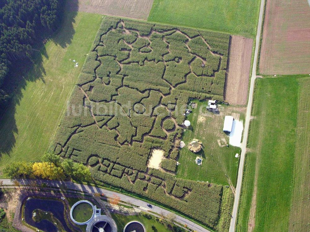 Hahnbach / Bayern aus der Vogelperspektive: Blick auf den Mais-Irrgarten in Hahnbach