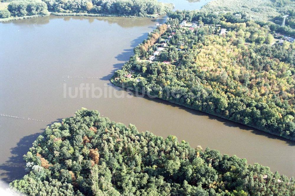 Wusterwitz aus der Vogelperspektive: Blick auf die Mündung des Elbe-Havel-Kanales am Plauer See