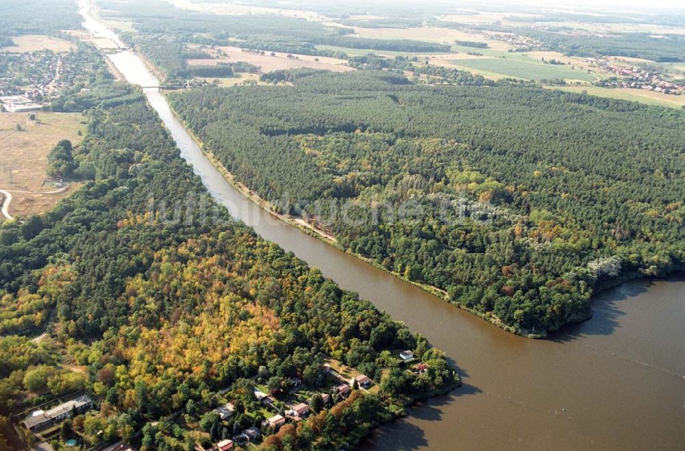 Wusterwitz aus der Vogelperspektive: Blick auf die Mündung des Elbe-Havel-Kanales am Plauer See