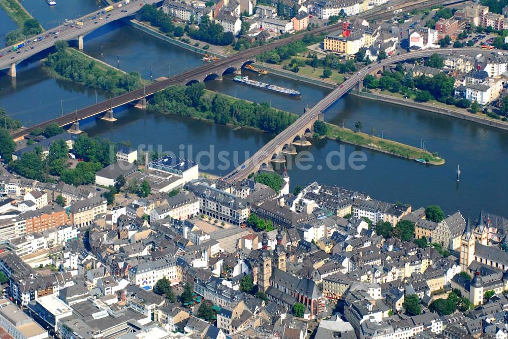 Koblenz von oben - Blick auf die Mosel in Koblenz