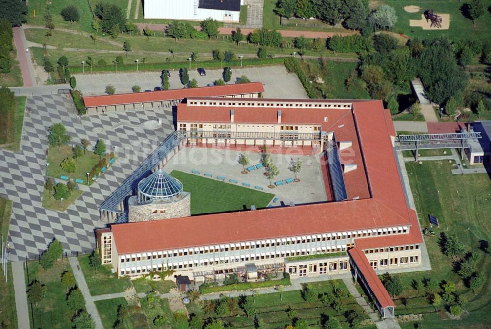 Templin von oben - Blick auf das neu errichtete Gymnasiuman der Feldstrasse in Templin