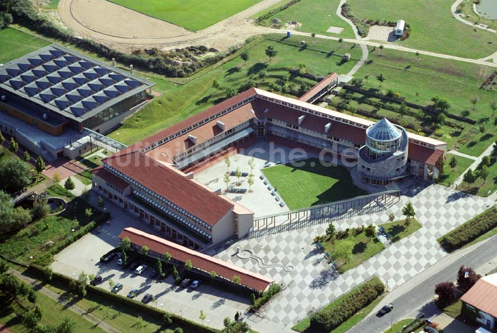 Templin von oben - Blick auf das neu errichtete Gymnasiuman der Feldstrasse in Templin