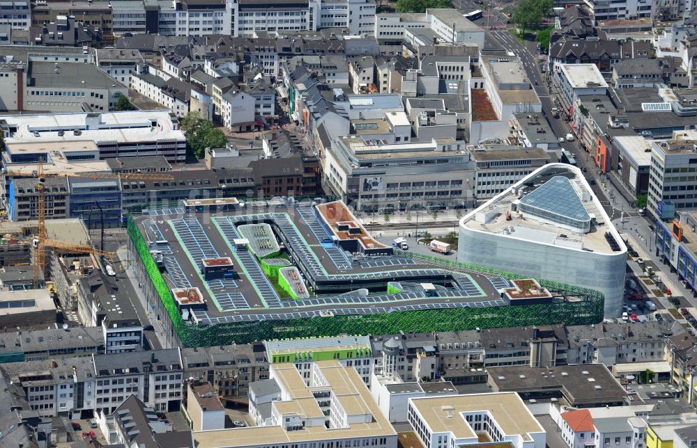 Luftbild Koblenz - Blick auf Neubau des Einkaufszentrums und Kulturgebäude Forum Mittelrhein auf dem Zentralplatz in Koblenz