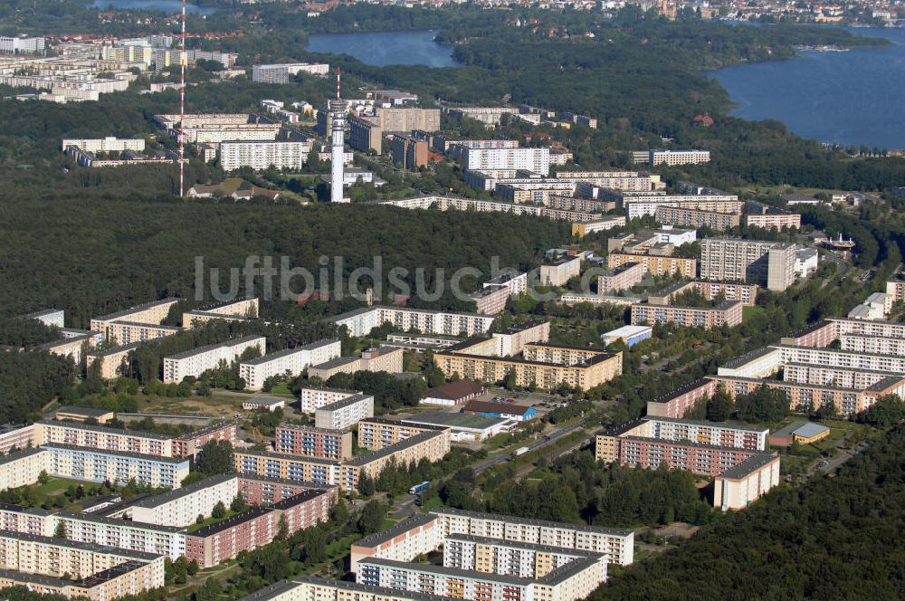 Luftaufnahme Schwerin - Blick auf das Neubaugebiet in Schwerin-Zippendorf