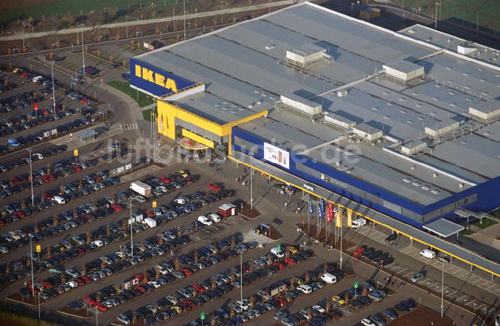 Erfurt (Thüringen) von oben - Blick auf das neue IKEA-Einrichtungshaus in Erfurt