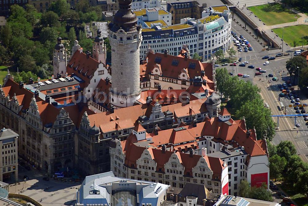 Luftaufnahme Leipzig - Blick auf das Neue Rathaus (Pleißenburg) in Leipzig