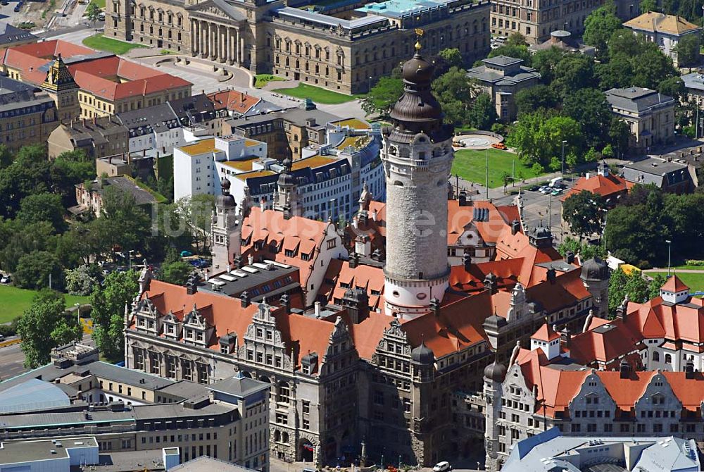 Luftbild Leipzig - Blick auf das Neue Rathaus (Pleißenburg) in Leipzig