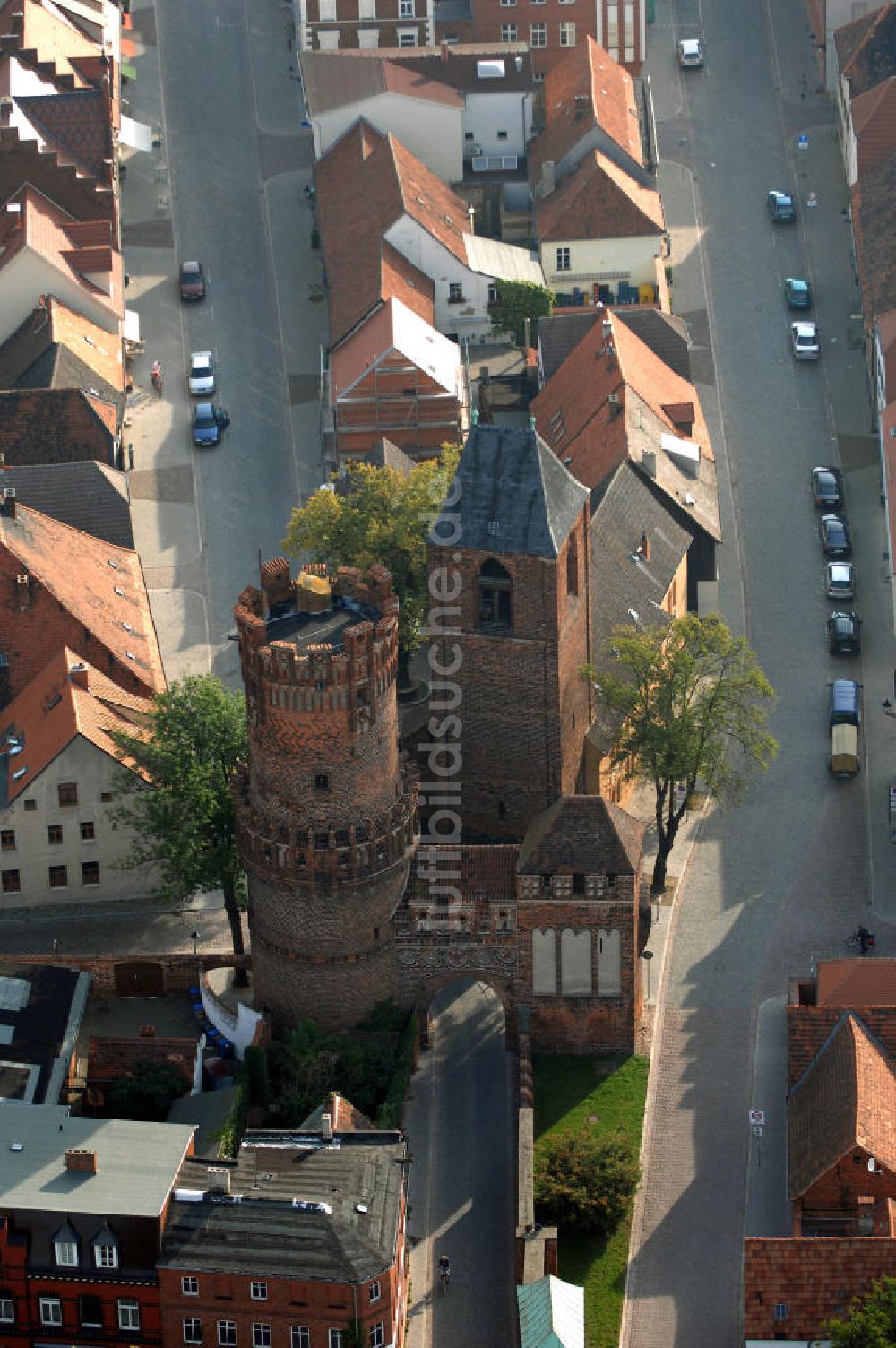 Tangermünde von oben - Blick auf das Neustädter Tor ind Tangermünde