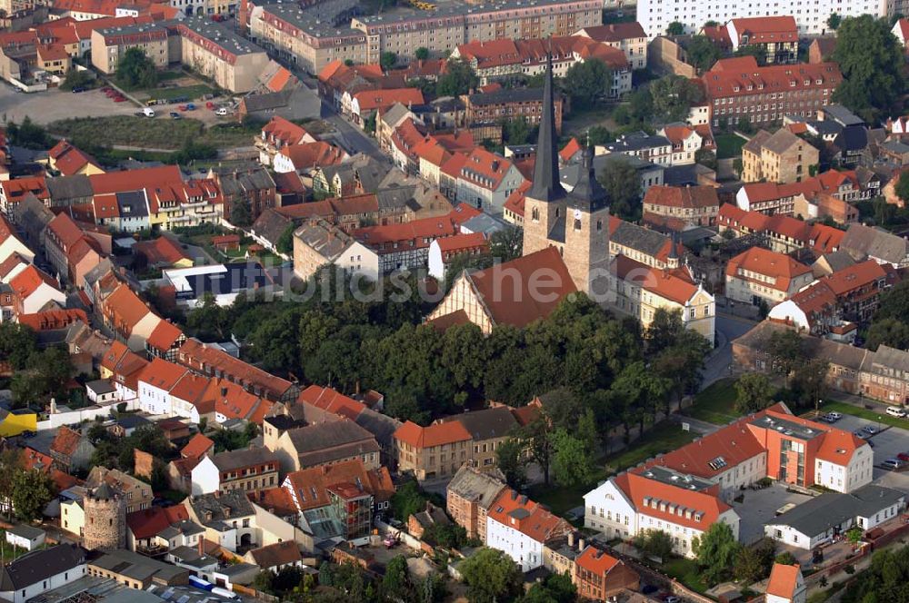 Luftbild Burg (bei Magdbeburg) - Blick auf die Oberkirche 'Unser Lieben Frauen'