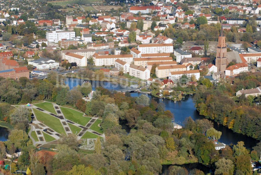 Rathenow aus der Vogelperspektive: Blick auf den Optikpark am Schwedendamm in Rathenow