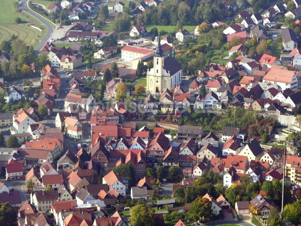 Luftaufnahme Hollfeld / Bayern - Blick auf den Ortskern von Hollfeld