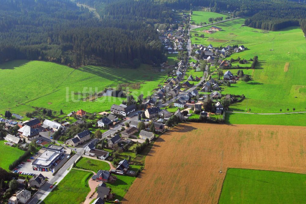 Luftaufnahme Zschorlau OT Burkhardtsgrün - Blick auf den Ortsteil Burkhardtsgrün der Gemeinde Zschorlau